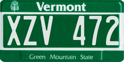 VT license plate XZV472