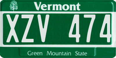 VT license plate XZV474