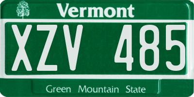 VT license plate XZV485