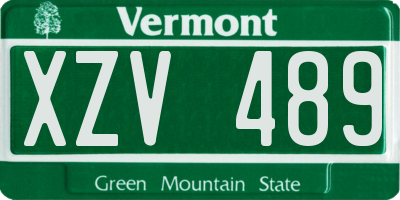 VT license plate XZV489