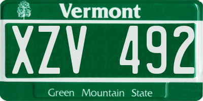 VT license plate XZV492