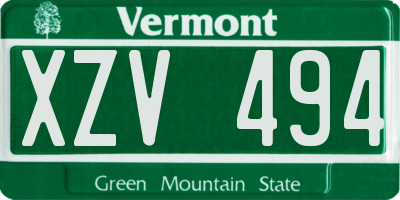 VT license plate XZV494