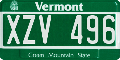 VT license plate XZV496