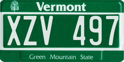 VT license plate XZV497