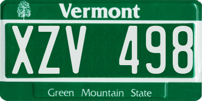 VT license plate XZV498