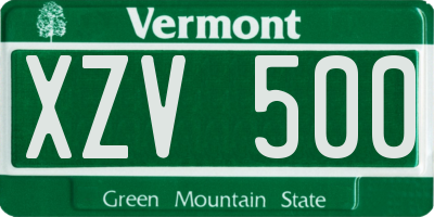 VT license plate XZV500