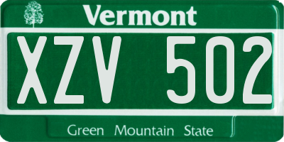 VT license plate XZV502