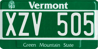 VT license plate XZV505