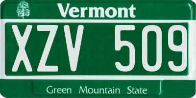 VT license plate XZV509