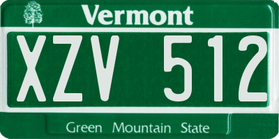 VT license plate XZV512