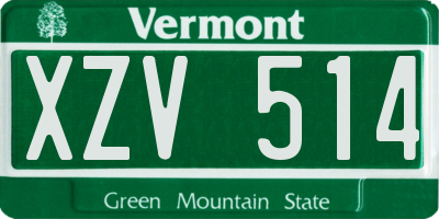 VT license plate XZV514