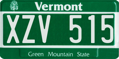 VT license plate XZV515