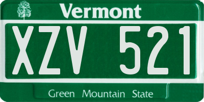 VT license plate XZV521