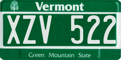 VT license plate XZV522