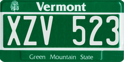 VT license plate XZV523