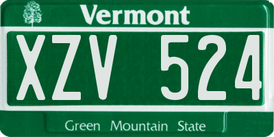 VT license plate XZV524