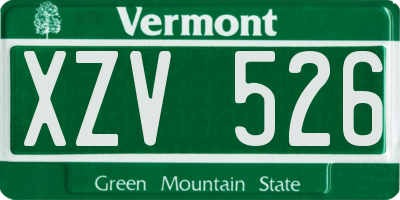 VT license plate XZV526