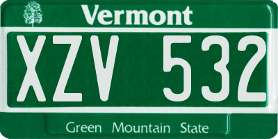 VT license plate XZV532