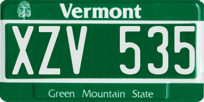 VT license plate XZV535