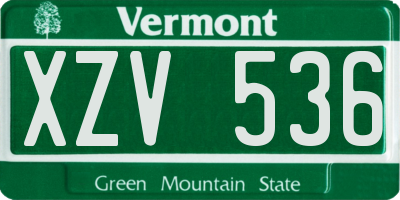 VT license plate XZV536