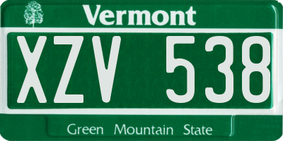 VT license plate XZV538