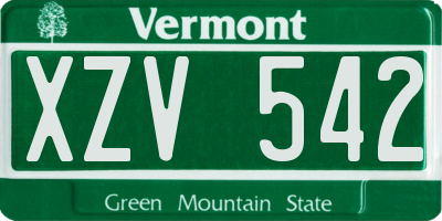 VT license plate XZV542