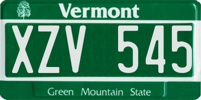 VT license plate XZV545