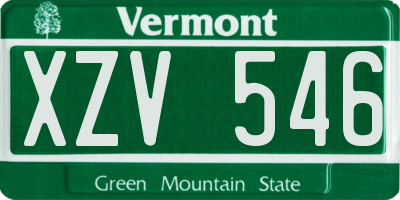 VT license plate XZV546