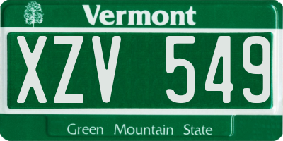 VT license plate XZV549