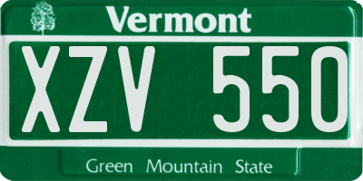 VT license plate XZV550