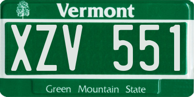 VT license plate XZV551