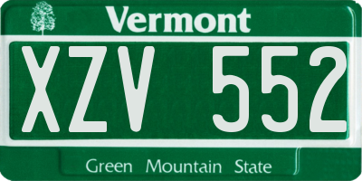 VT license plate XZV552