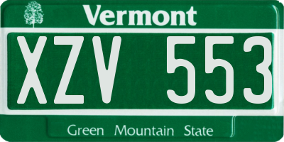 VT license plate XZV553