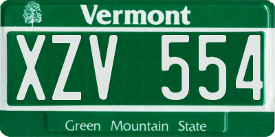 VT license plate XZV554