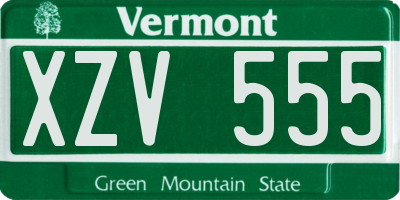 VT license plate XZV555
