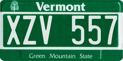 VT license plate XZV557