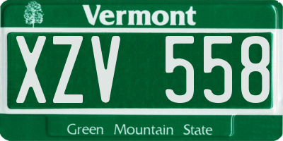 VT license plate XZV558