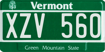 VT license plate XZV560