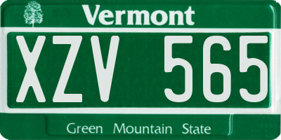 VT license plate XZV565