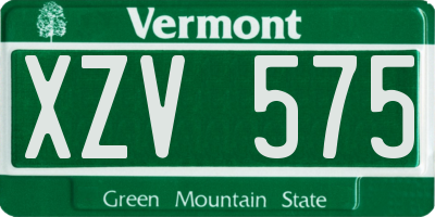 VT license plate XZV575