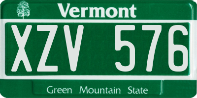 VT license plate XZV576