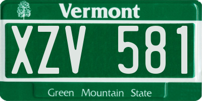 VT license plate XZV581