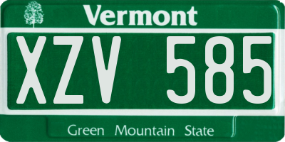 VT license plate XZV585