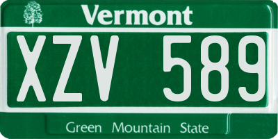 VT license plate XZV589
