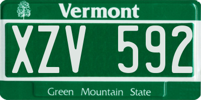 VT license plate XZV592