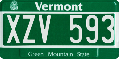 VT license plate XZV593