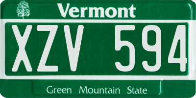 VT license plate XZV594