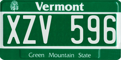 VT license plate XZV596
