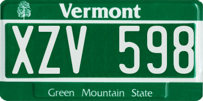 VT license plate XZV598
