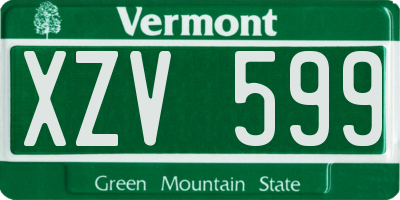 VT license plate XZV599